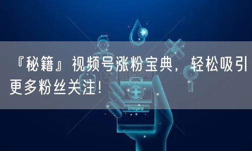 『秘籍』视频号涨粉宝典，轻松吸引更多粉丝关注！