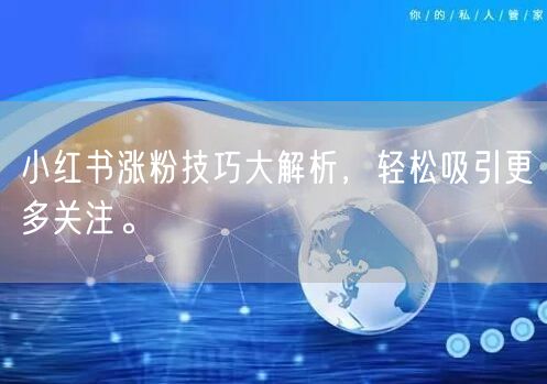 小红书涨粉技巧大解析，轻松吸引更多关注。